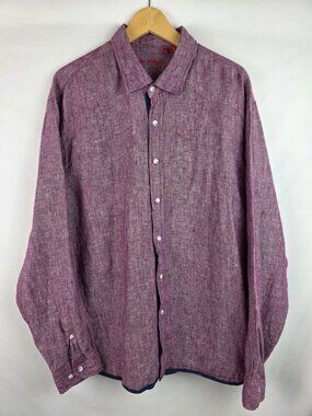 Report Collection Mens Shirt Size XL Purple Linen Long Sleeve Top